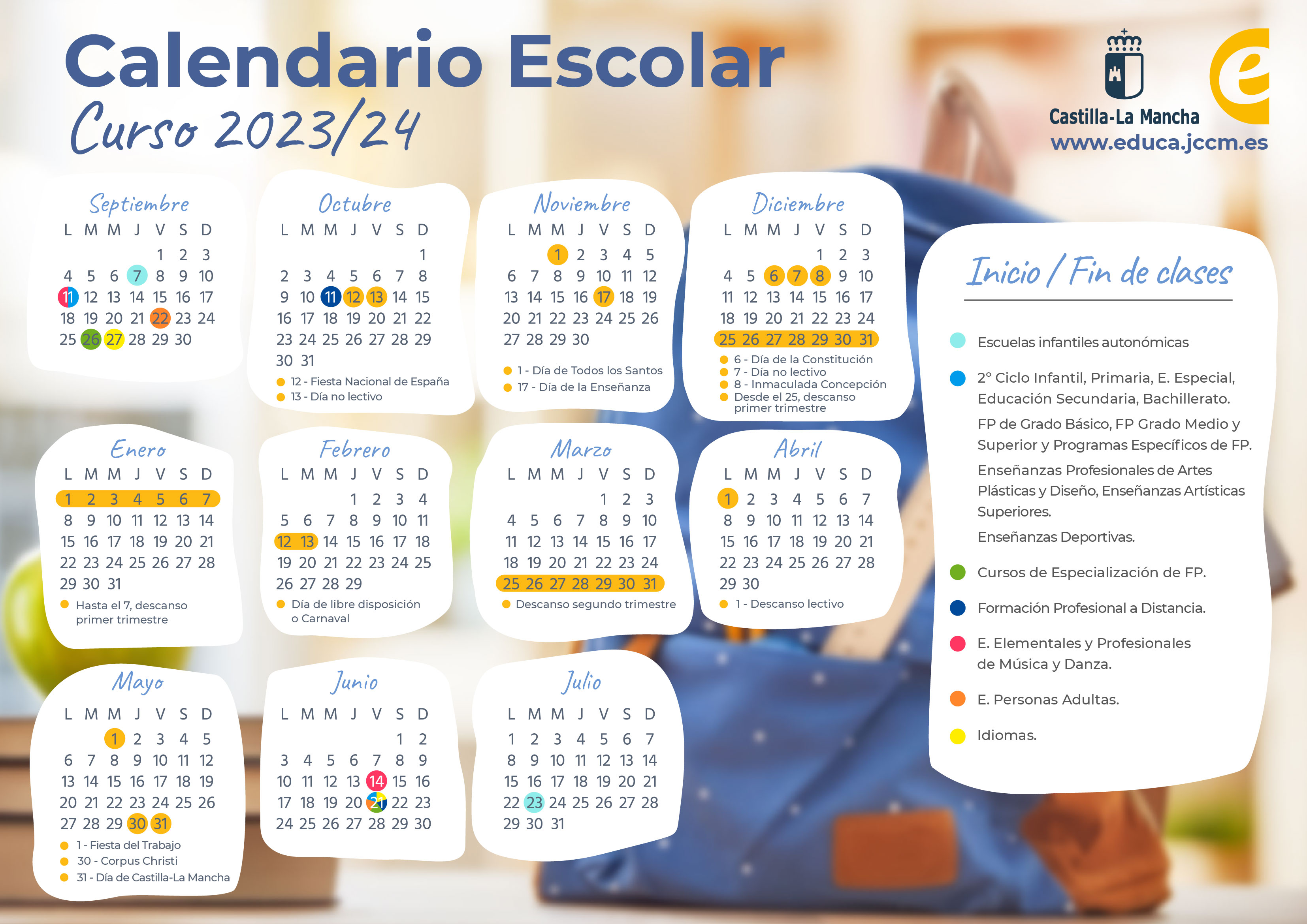 Calendario Escolar Curso 20232024 IESO Ítaca, Villamayor de Santiago